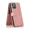 thumbnail image 6 of SaniMore iPhone 14 Plus Case (6.7" 2022) with Zipper Wallet & Wrist Strap & Magnetic Closure Card Slots Kickstand Shockproof Anti-drop Slim Full-around Protective Business Cover, Rosegold, 6 of 15