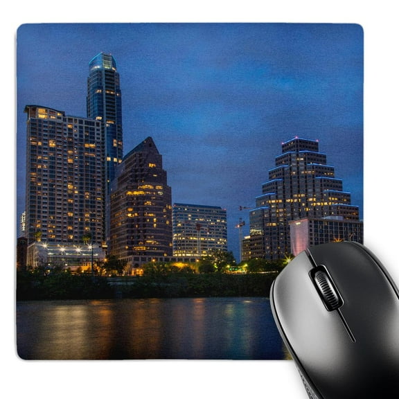 3dRose, City skyline reflects into Lady Bird Lake in Austin, Texas, USA, MousePad