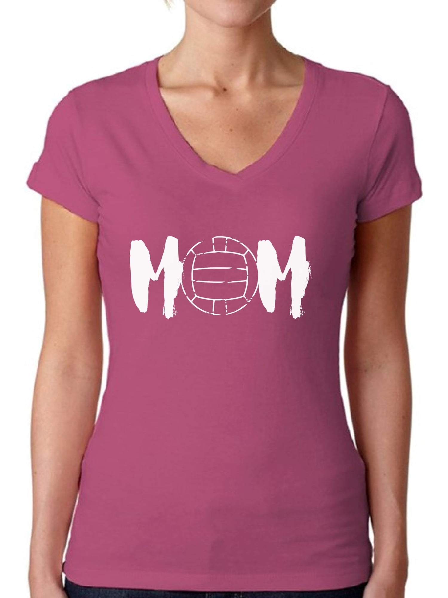 Awkward Styles Women's Volleyball MOM Sport Mom Vneck Tshirt White Mother's Day Gift