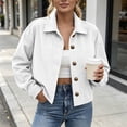 thumbnail image 3 of MLCDZ Womens Corduroy Jacket Cropped Fall Long Sleeve Button Down Turn collared Coat Casual Lightweight Solid Color Bomber Outerwear with Pockets, 3 of 9