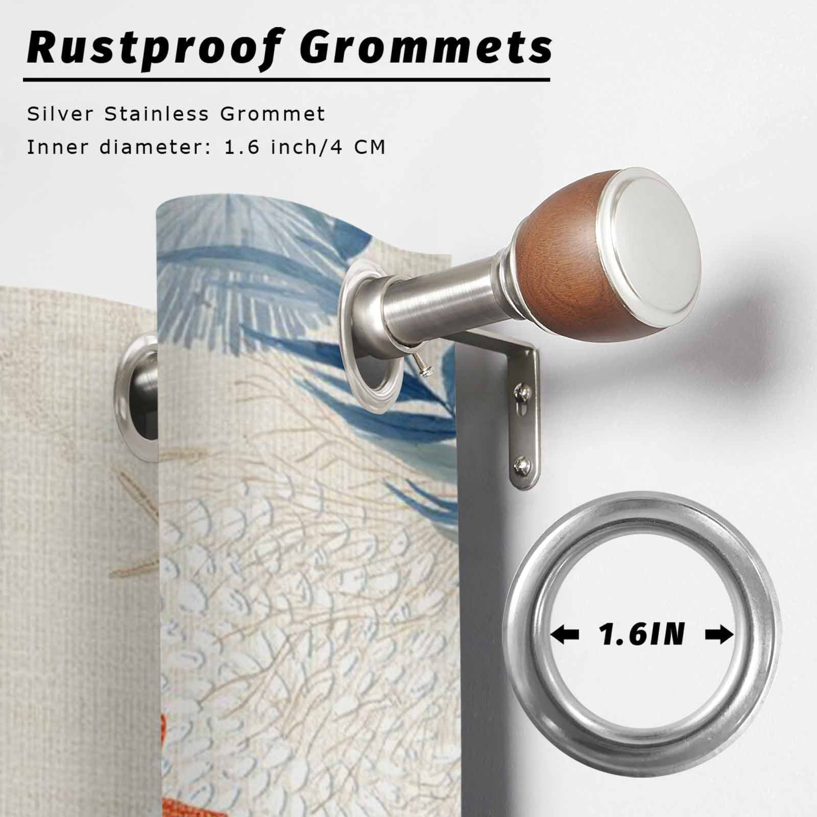 Sea Corals Seahorse Outdoor Curtains for Patio, Summer Beach Sea Stars Linen Texture Sunshade Privacy Drapes Grommet Waterproof Outside Curtains for Porch/Cabana/Balcony 54"x 108", 1 Panel