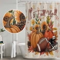 thumbnail image 5 of Pumpkin Football Fall Shower Curtain, Waterproof Shower Curtains for Bathroom, Thanksgiving Sunflower Maple Beige Washable Fabric Bathtub Curtain Set Bath Decor with 12 Hooks Stall 36"x72", 5 of 8