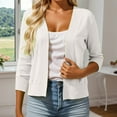 thumbnail image 2 of Ediodpoh Cardigan for Women Lightweight Lace Crochet Cardigan 3/4 Sleeve Short Knit Shawl Top Hollow Out White L, 2 of 5