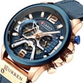 thumbnail image 2 of Mens Luxury Watches Business Chronograph Dress Waterproof Leather Strap Analog Quartz Wrist Watch, 2 of 6