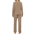 thumbnail image 5 of UVN Pajama Sets for Women Long Sleeve Lounge Set Ribbed Knit Sleepwear 2 Piece Pjs Soft Loungewear with Pockets, 5 of 9
