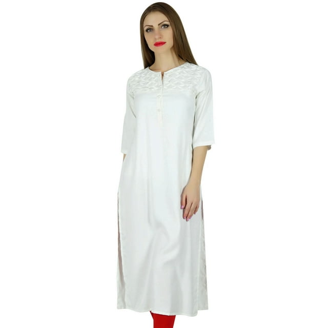 Bimba Kurta Droite en Rayonne pour Femmes Kurti Manches 3/4 Blouse d'Été Décontractée