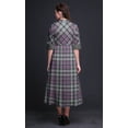 thumbnail image 3 of Bimba Robe Chemise à Carreaux Boutonnée Imprimée Col Mandarin Manches Retroussables - Grande, 3 of 5