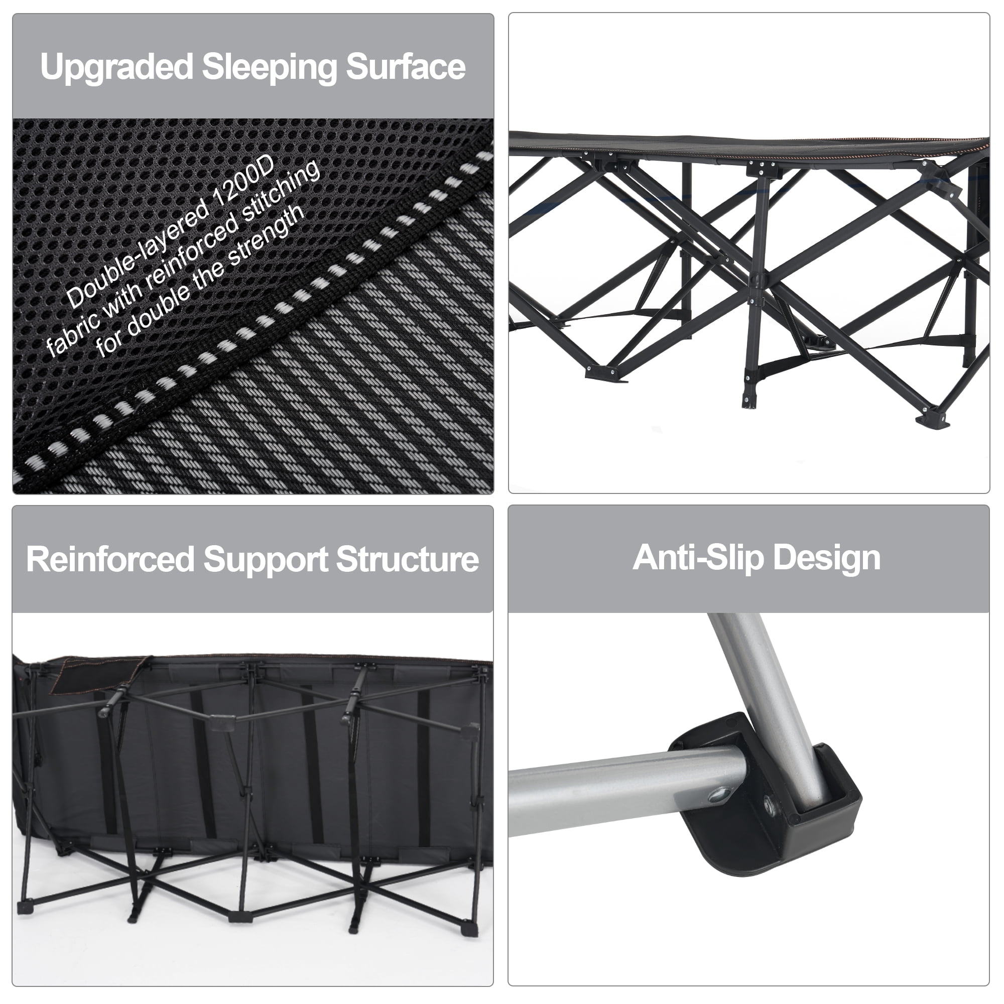 Sprint Demon Folding Camping Cot with Mattress for Adults, 900 lb Heavy Duty Portable Guest Bed for Camping, Home & Travel