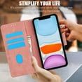 thumbnail image 7 of for iPhone 11 Wallet case with RFID Blocking Credit Card Holder,Flip PU Leather Emboss Butterfly Flower Shockproof Protective Cover Women Men for iPhone 11 Phone case,Pink, 7 of 7