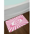 thumbnail image 2 of Anna Bath Mat, Retro Style Girls Name Design with Striped Backdrop and Grunge Appearance, Non-Slip Plush Mat Bathroom Kitchen Laundry Room Decor, 29.5 X 17.5 Inches, Pale Pink and White, Ambesonne, 2 of 2