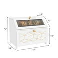 thumbnail image 6 of HLR Large Bread Box, Wood 2-layer Bread Box Storage for Kitchen Counter, with Bar Pattern Windows, White, 6 of 7