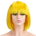 thumbnail image 4 of Spencer Short Bob Hair Wigs Straight with Flat Bangs Synthetic Colorful Daily Cosplay Anime Halloween Party Hair Wig for Women, Yellow, 4 of 10