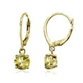 thumbnail image 2 of Citrine Yellow Gold Flashed Sterling Silver 6mm Round Dangle Leverback Earrings, 2 of 4