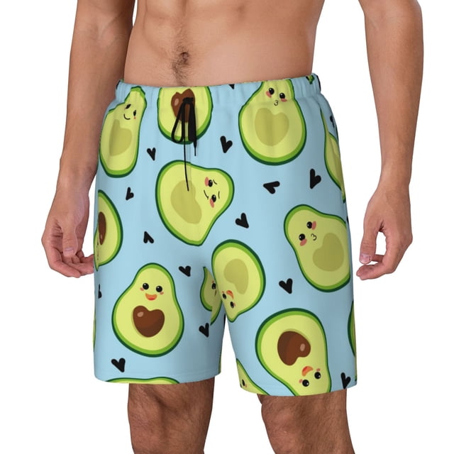 Fotbe Avocado and Hearts Traje de Baño para Hombre – Shorts de Natación de Secado Rápido con Forro y Bolsillos-Large