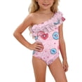 thumbnail image 3 of Odeerbi 1-5 Years Toddler Girls Hawaiian One-Piece Swimsuit One Shoulder Quick Dry Beach Swimwear Summer Ruffle Bathing Suit, 3 of 9