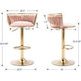 thumbnail image 2 of LukeAlon Modern Velvet Adjustable Barstools Set of 2, 360° Swivel Counter Stools with Golden Base Upholstered Open Back Tall Bar Chairs with Footrest for Home Pub Kitchen, Pink, 2 of 8