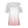 thumbnail image 4 of Womens Cold Shoulder Tops 2025 Summer Trendy Gradient/Solid Color Dressy Casual T-Shirts Crewneck Ladies Going Out Tunic Blouses, 4 of 6