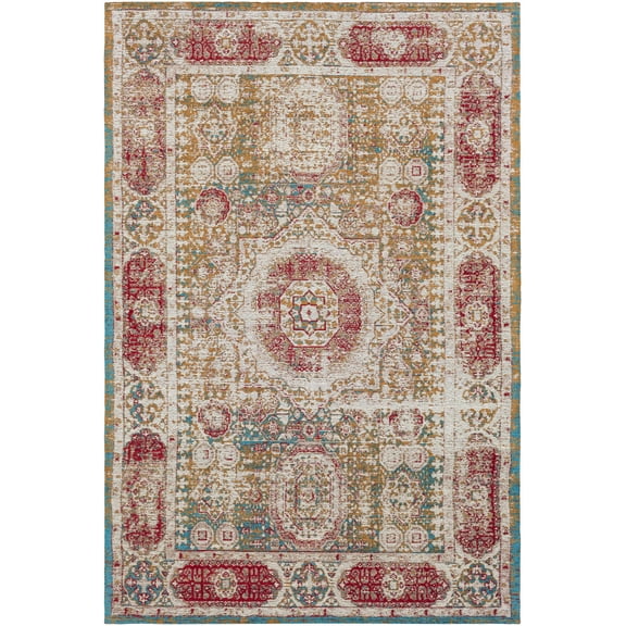 BoutiqueRugs Stanfield Traditional Area Rug - Mustard, Blue, Red - 2' x 3'