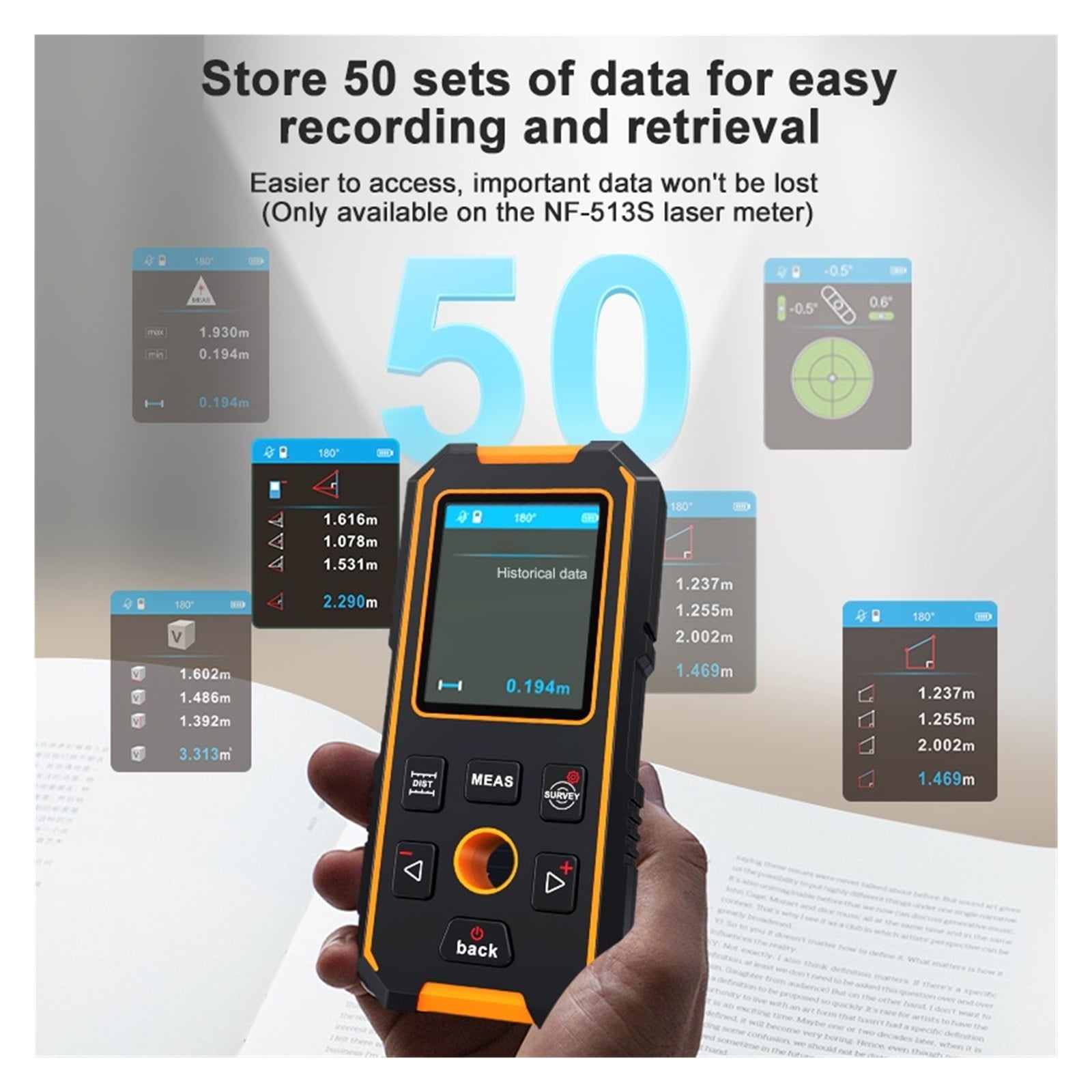 Handheld Wall Metal Detector Scanner with Positioning Hole Wooden AC Wires Metal Pipes Rebars ,Accurate Readings