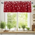 thumbnail image 2 of Merry Christmas Valances for Windows, 54 x 18in, Snowflakes Polka Dots Red Texture Rod Pocket Kitchen Valance Curtain Light Filtering Window Treatments for Living Room Bedroom, 1 Panel, 2 of 7