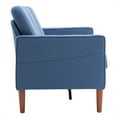 thumbnail image 5 of 3 Seater Sofa, 71.3" Modern Linen Fabric Tufted Upholstered Accent Sofa with Arms and Solid Wood Leg 3-Seater Sofa with Curved High Backrest and 5.5 Inches Seat Cushion for Living Room, Navy Blue, 5 of 7