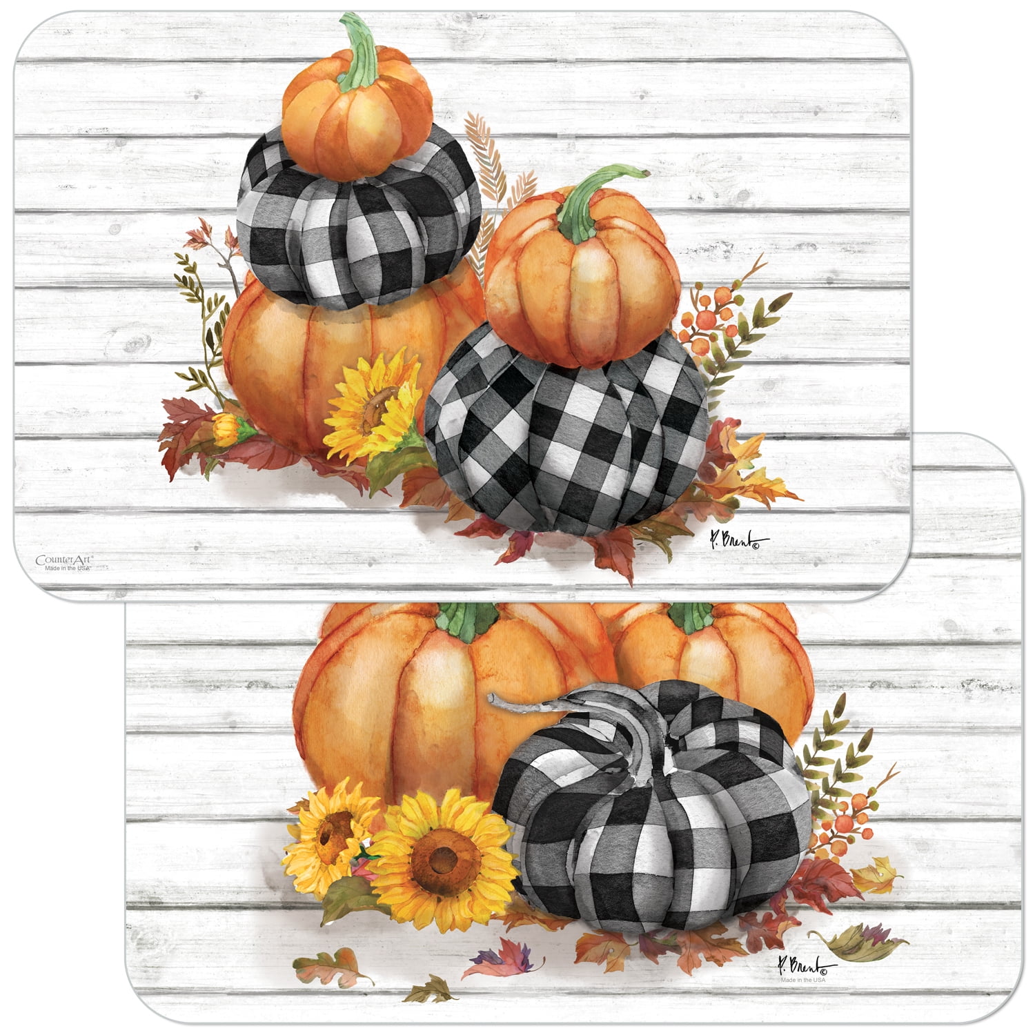 CounterArt 'Rustic Fall' Reversible Rectangular Plastic Tabletop Placemat 4 Pack
