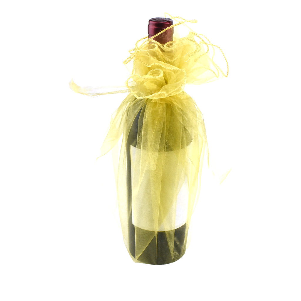 Organza Wine Bottle Wrap, 28Inch, 6Count Gold