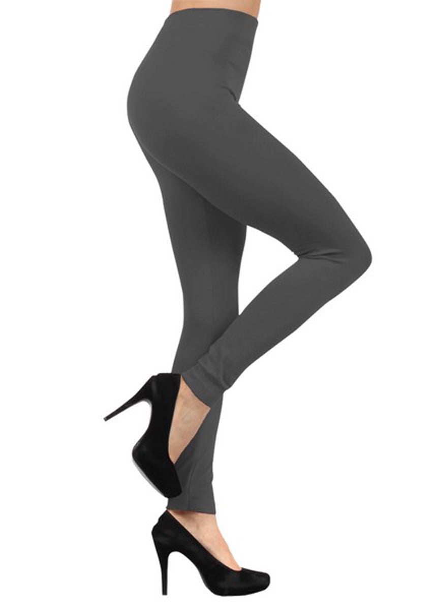 K-Cliffs Womens One Size Solid Color Seamless Fleece Lined Legging,  Charcoal, 95% Polyester 5% Spandex 