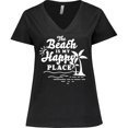thumbnail image 3 of Inktastic The Beach is My Happy Place with Palm Trees Women's Plus Size V-Neck T-Shirt, 3 of 5