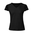 thumbnail image 5 of Scyoekwg Women Short Sleeve T-Shirts V-neck Lace Patchwork Tshirt Lightweight Comfy Loose Trendy Solid Color Blouses (Black,XXL), 5 of 7
