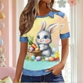 thumbnail image 2 of VKOYWKM Easter Bunny Tops Women Summer Tshirts Cute Rabbit Eggs Graphic Tees Short Sleeve T Shirts Loose Fit Holiday Crew Neck Shirt, 2 of 7