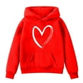 thumbnail image 3 of Kiijoy Little Girls Hoodie Heart Print Fleece-Lined Hooded Sweatshirt Long Sleeve Pullover, 3 of 3