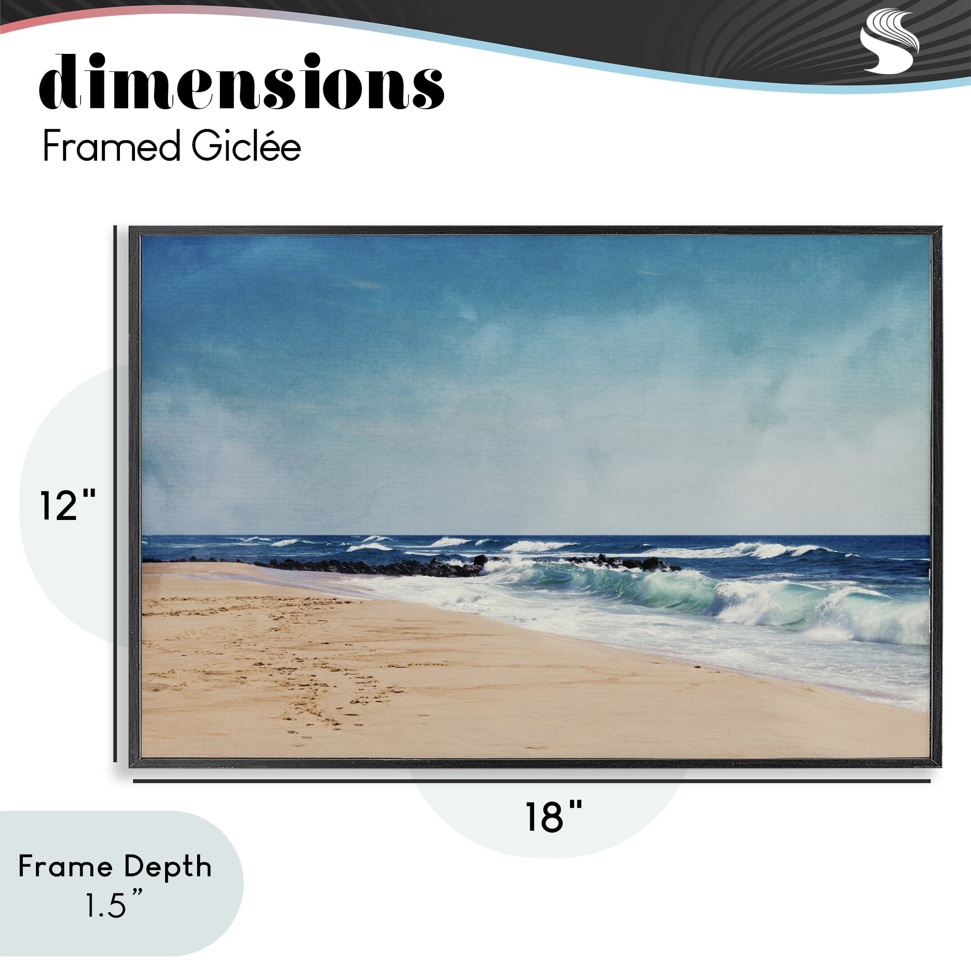 Stupell Industries Atlantic Waves Shoreline Black Framed Giclee Art, design by Dirk Wüstenhagen