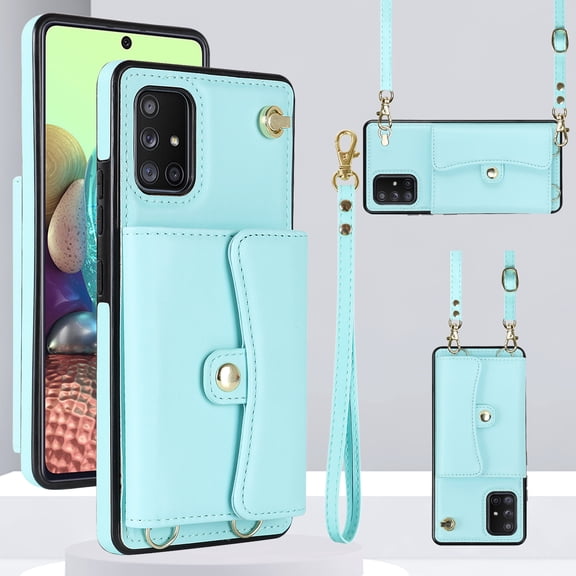 Compatible with Samsung Galaxy Note 20 Crossbody Wallet Case with Card Holder for Women,Phone Case RFID Blocking PU Leather Handbag Flip Cover with Large Capacity Card Slots Wrist Strap,Blue