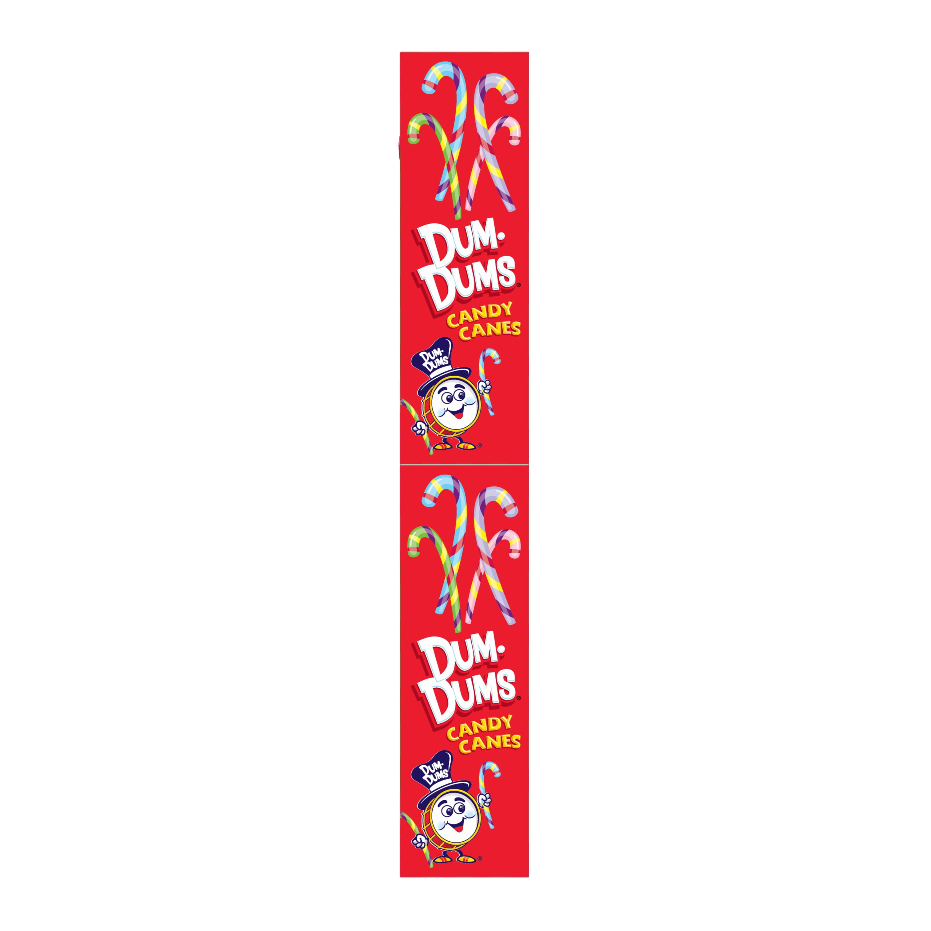 (2 pack) Dum Dums Assorted Flavors Christmas Holiday Candy Canes Stocking Stuffers, Individually Wrapped Treats, 36 Count