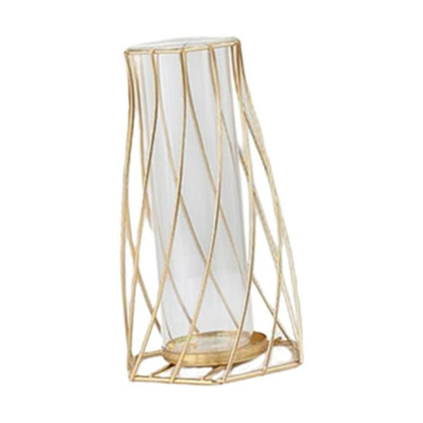 Jarrón de flores hidropónico con soporte para flores secas, tubo de ensayo de vidrio geométrico para plantas 11x21cm