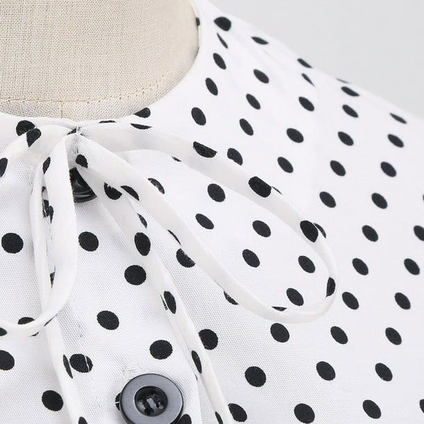 Puntitos Blancos Vestido Negro Con Motas Blancas Mujer Moda Retro