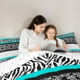 thumbnail image 5 of Feelyou Mandala Tribal Damask Full Size Comforter Sets, Leopard Cheetah Print Bedding Comforter Set, Cyan Cycle Polkadots Reversible Bedding Sets, Microfiber Bedroom Decor, 3pcs, 5 of 8