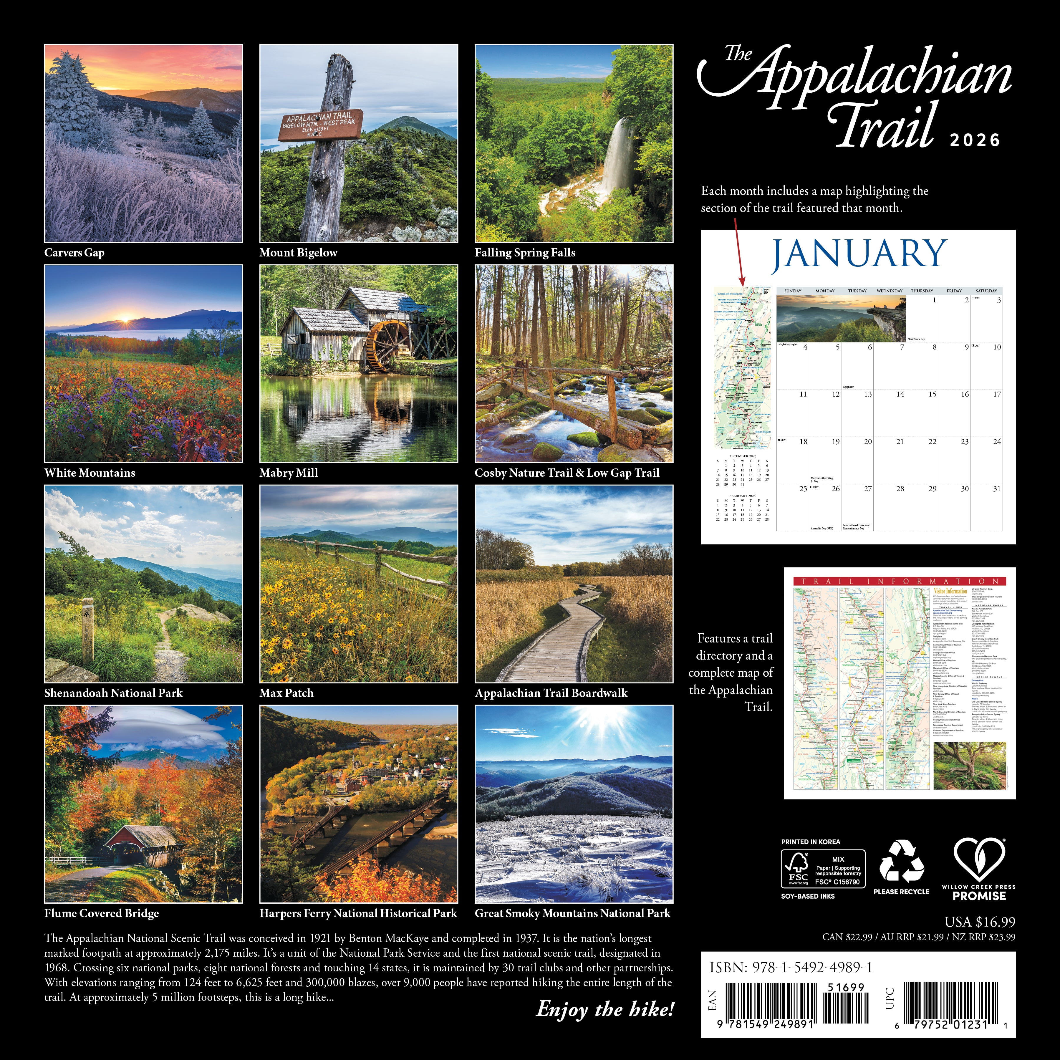 Appalachian Trail 2026 Wall Calendar, (Paperback)
