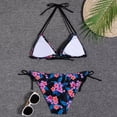 thumbnail image 7 of Women's Bikinis Tropical Print Two Piece Bikini Set Tie Side Halter Bathing Suits Summer Beach Vacation Swimsuit for Women Multicolor-6 L, 7 of 7