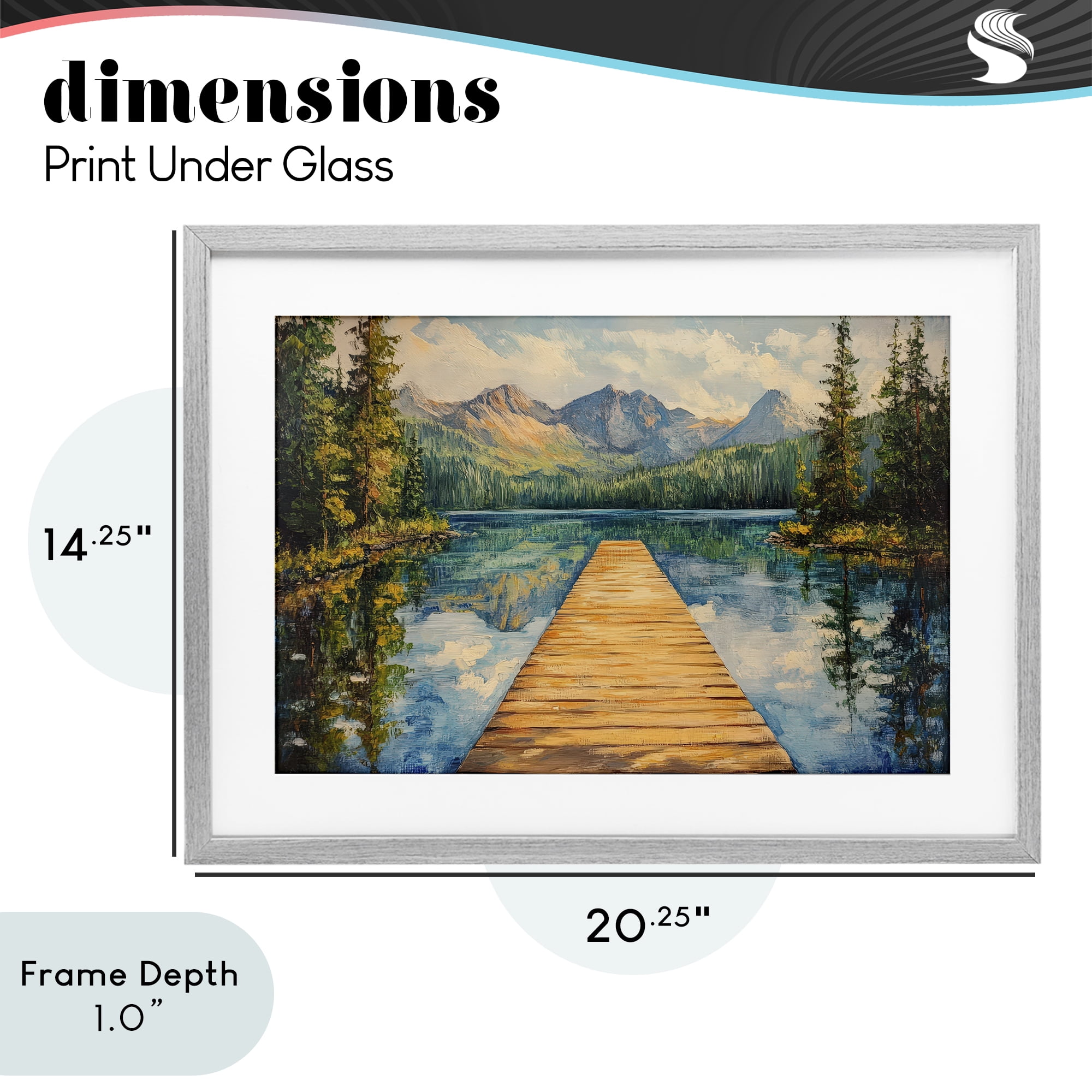 Stupell Industries Dock in The Mountains Gray Framed Print Under Glass, design by Petal Prints Design