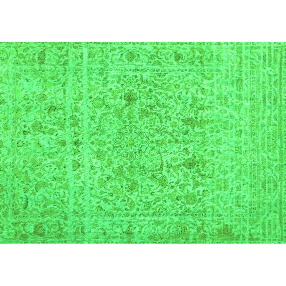 Ahgly Company Indoor Rectangle Abstract Green Contemporary Area Rugs, 2' x 3'