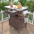 thumbnail image 2 of 40.5" Outdoor Grill Cart with Stainless Steel Top, Solid Fir Wood Rolling Kitchen Cart, Drop-Leaf Drawer & Cabinet, Towel Rack, Lockable Wheels, Prep Table for Garden & Lawn, 2 of 9
