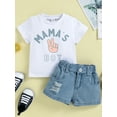 thumbnail image 2 of Franhais Baby Boy 2pcs Suit, Short Sleeve Round Neck Tops Summer Spring Casual Party Shorts Denim Ripped Pants, 2 of 9