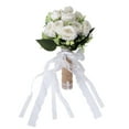 thumbnail image 2 of Flores artificiales realistas, modernas, elegantes, decorativas, ramo de novia para fotografía de boda, color blanco lechoso, 2 of 10