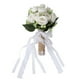 thumbnail image 2 of Flores artificiales realistas, modernas, elegantes, decorativas, ramo de novia para fotografía de boda, color blanco lechoso, 2 of 10