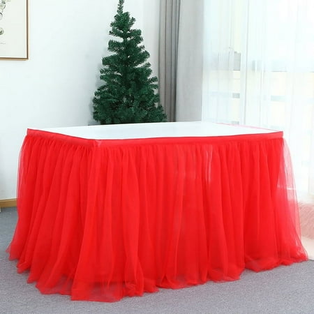 

280x76cm Pink Table Skirt Wedding Party White Tutu Tulle Tableware Cloth Baby Shower Birthday Party Table Skirt Home Decor 190cm