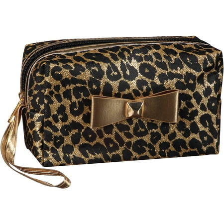 Wal-Mart Leopard Print Cosmetic Bag, Gold