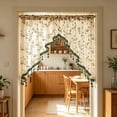 thumbnail image 5 of Flower Lace Embroidery Sheer Triangular Curtain No Punching Short Window Valance for Kitchen Bedroom Partition Doorway Light Filtering Privacy Decor, 5 of 5