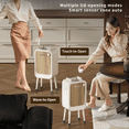thumbnail image 6 of MRBIN Stainless Steel Motion Sensor Trash Can Bathroom with Butterfly Lid and Leg, 5.5 Gal Wheeled Tall Automatic Smart Waste Basket Garbage for Bedroom, Kitchen, Cream White with Walnut Pattern, 6 of 7